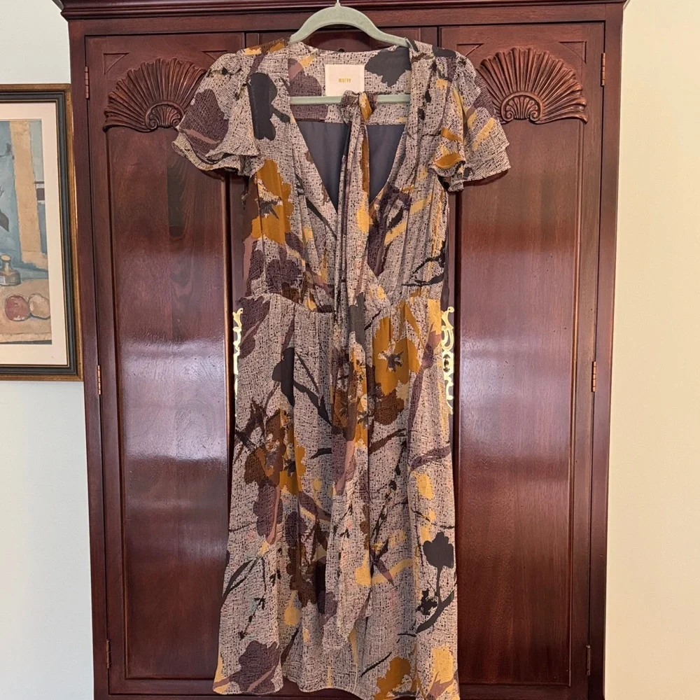 Maeve Abstract Floral Midi Dress - Picture 1 of 4